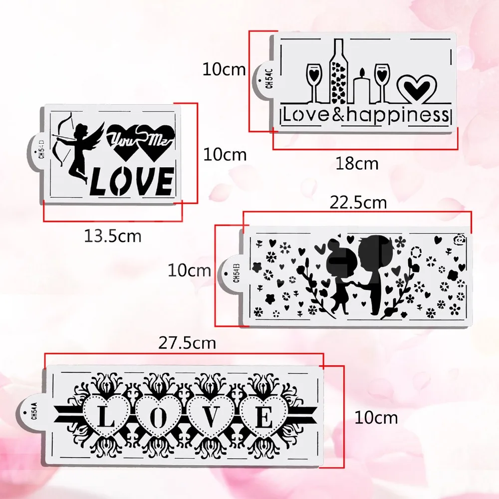 4 шт./компл. трафарет для свадебного торта кухонные аксессуары трафареты