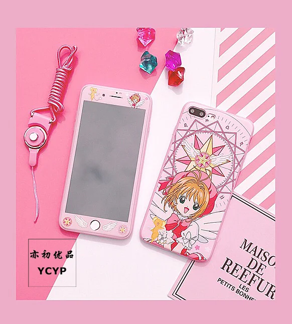 Чехол для iphone X Sailor Moon защитная пленка из закаленного стекла розовый чехол Sakura 6 6S