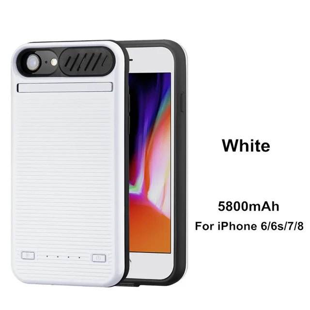 White For 6 6s 7 8 5800/8200 мА/ч, Портативный Батарея Зарядное устройство чехол для iPhone 8 Plus/7/6s/6 резервного копирования Батарея чехол для iPhone 8 Plus/7/6s/6 Plus, Мощность банка - Цвет: White For 6 6s 7 8