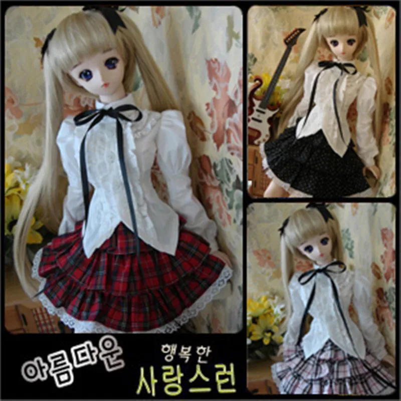 

Bjd doll clothes dd sd long-sleeve shirt pleated skirt set clothing dress