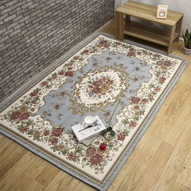 

European and American Style Non-Slip Jacquard Carpet Modern Pattern for Living Room Bedroom Prited on Special Floral Decoration