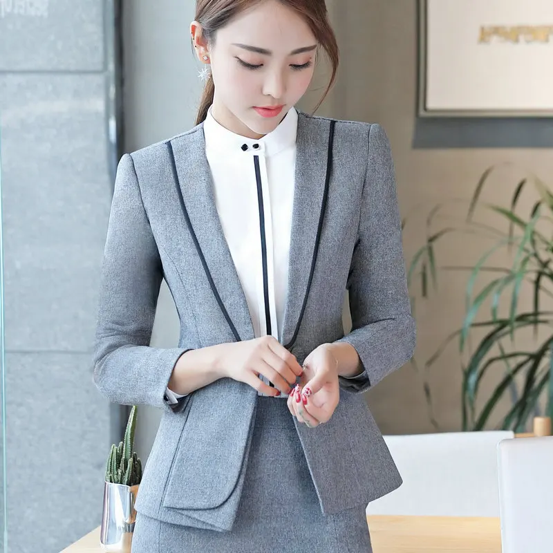 Весна и осень зима женский профессиональный костюм с длинным рукавом формальная