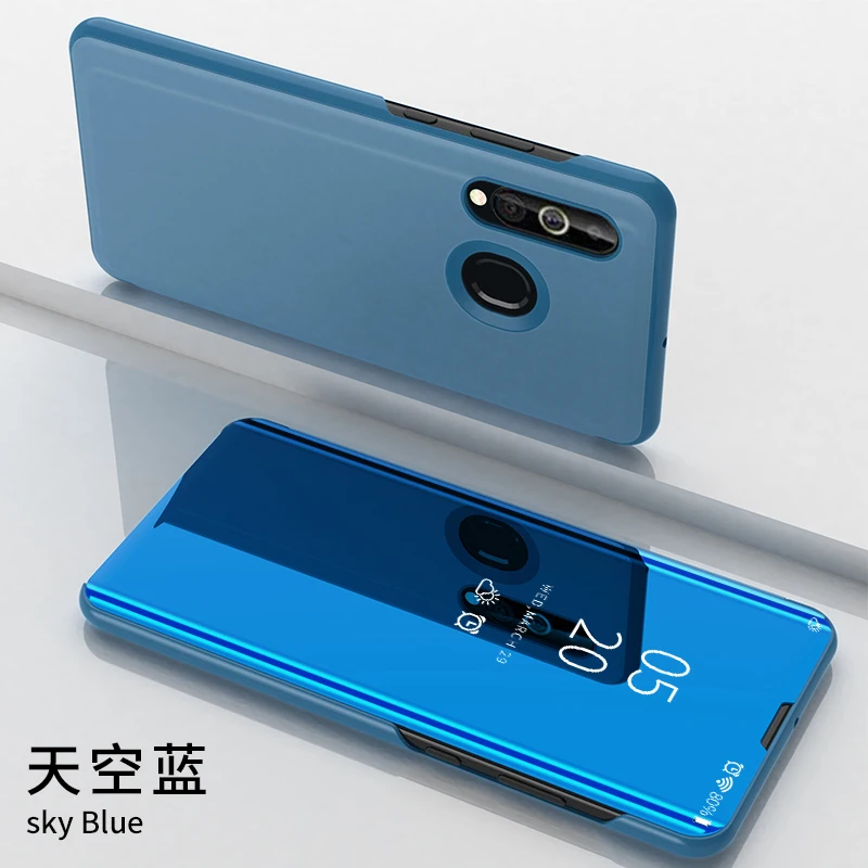 Зеркальный умный флип-чехол для samsung Galaxy A50 A60 A70 A80, прозрачный кожаный чехол с подставкой для samsung A40 A30 A20 A10, чехол