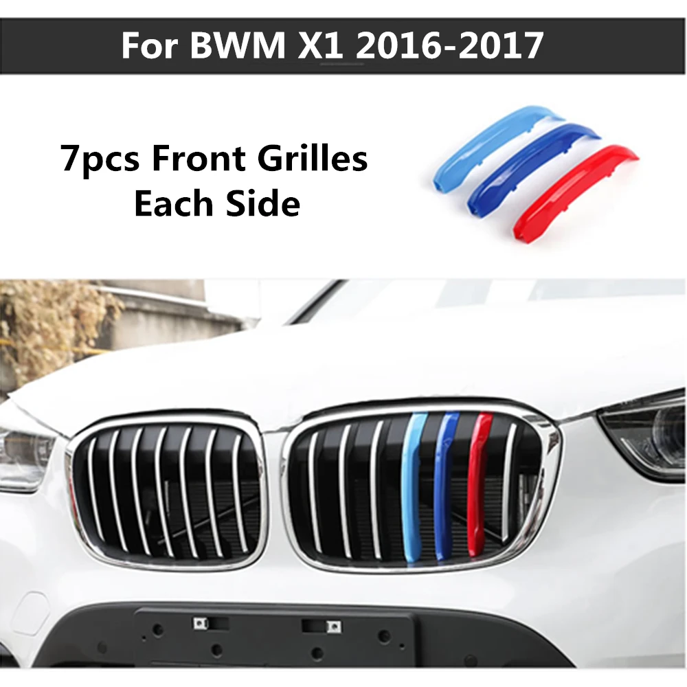 Для BMW X1 F48 7 решетки 2016-2017 3 цвета M Стайлинг передняя решетка отделка полоски гриль