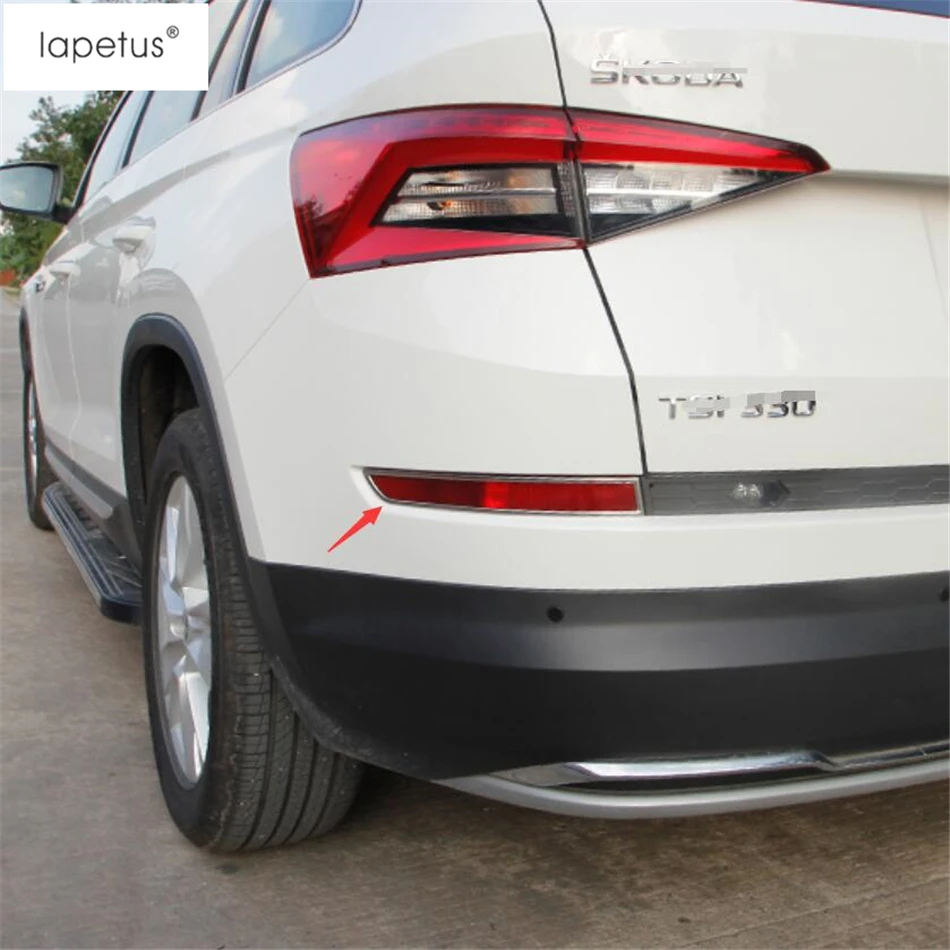 Lapetus Accessories Fit For Skoda Kodiaq 2017 - 2020 Stainless Steel Rear Fog Lights Foglight Lamp Molding Cover Kit Trim | Автомобили и