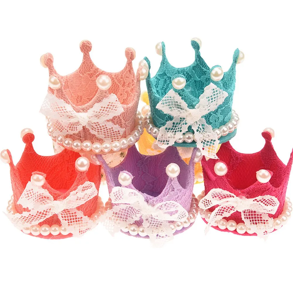 5 шт. бутиковая корона с кружевными бантами жемчужные короны волосы цветами банты