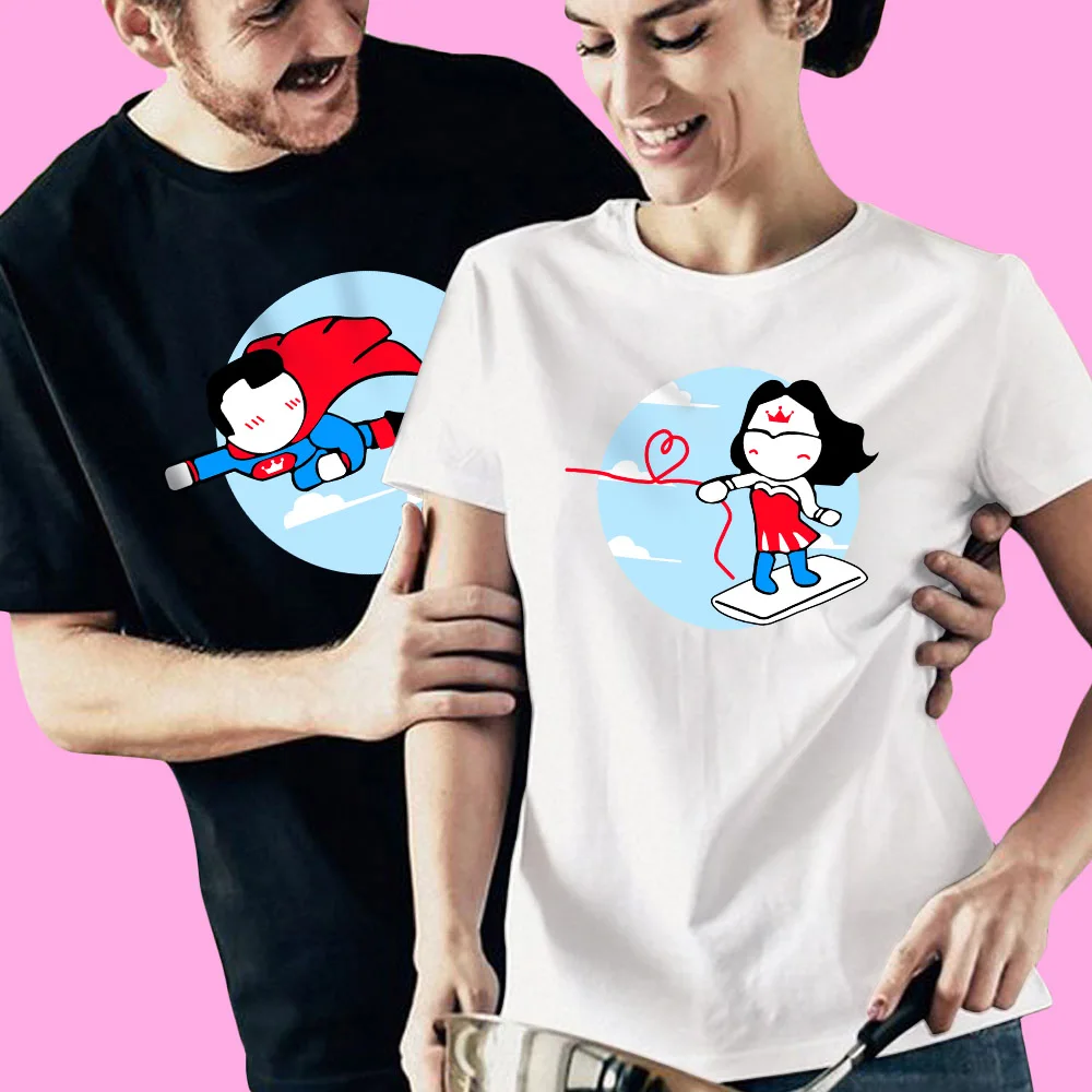 QIM Couples Lovers T-Shirt for Women 2019 Summer Cotton Casual White Tops Tshirt T Shirt Love Heart Print Female | Женская одежда