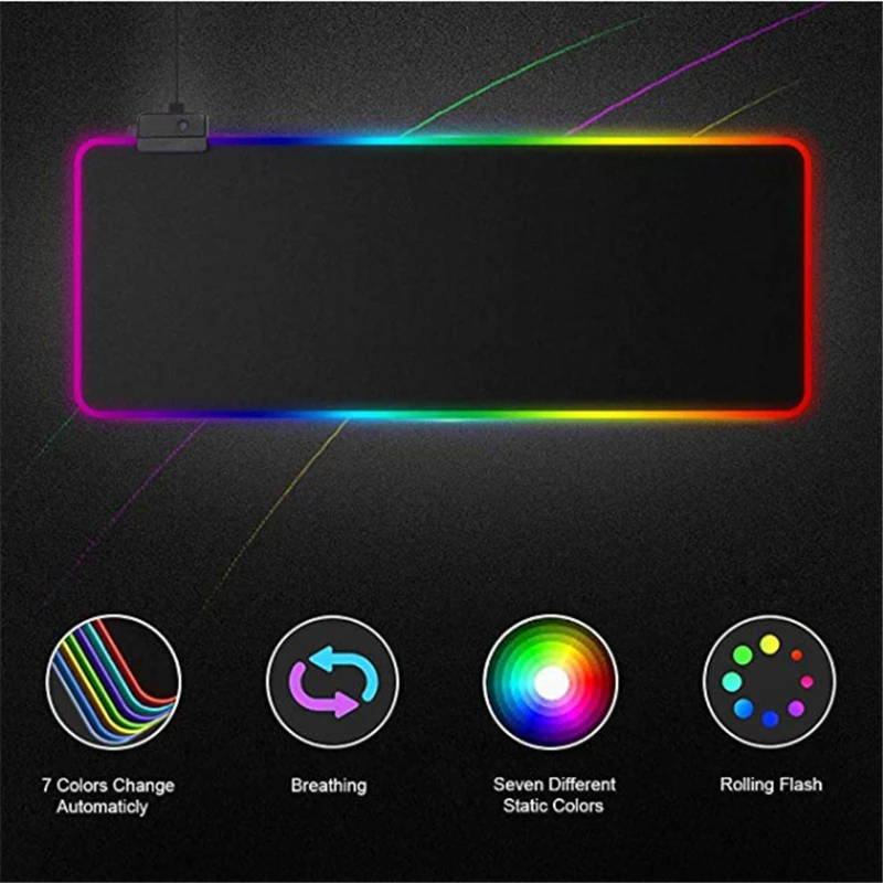 Большой светодиодный коврик для мыши RGB светящийся игровой цветная большая