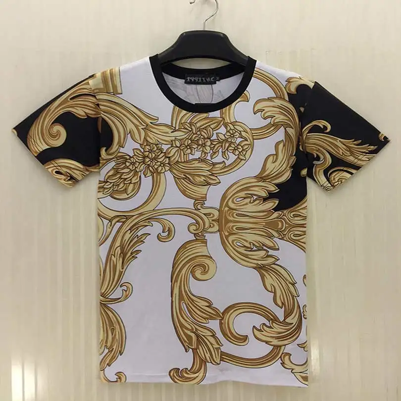 Luxury Brand Design 3D Printed Gold Palace Flower T-shirt Men 2019 Summer Breathable Short Sleeve Harajuku Swag tee shirts Tops | Мужская