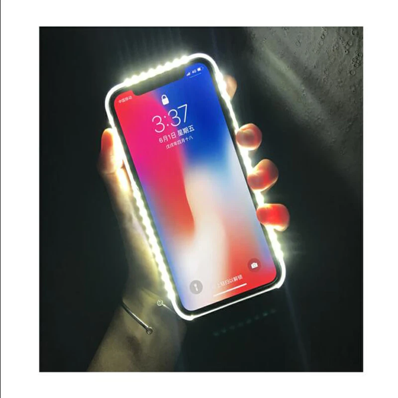 Светящийся чехол для телефона iPhone XS Max фото заполняющий свет артефакт селфи