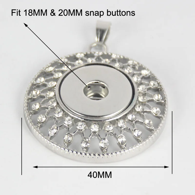 Wholesale 12pcs/lot high quality big hollow round shape rhinestone metal button pendant for making ginger snap necklaces | Украшения и