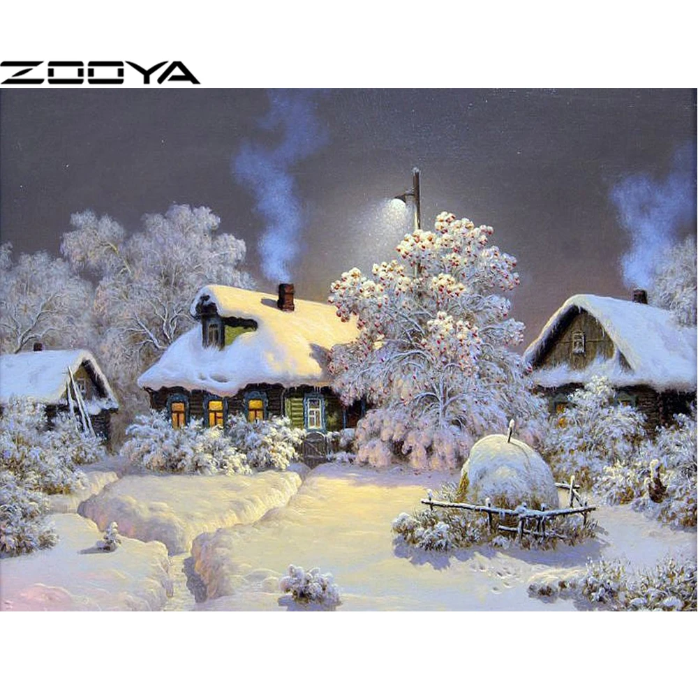 Zooya Рукоделие 5D алмазная живопись красивый снег Зимний пейзаж Алмазная вышивка