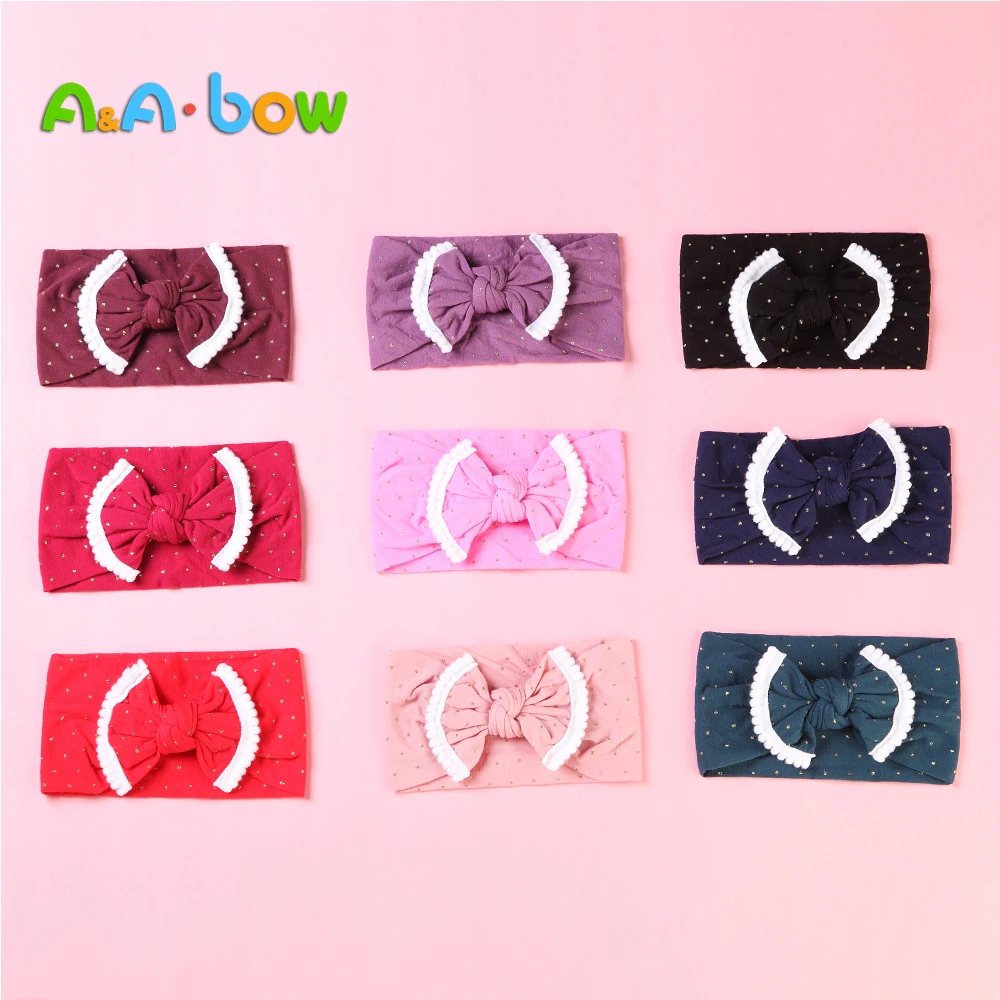 1pcs Baby Bow Colorful Girl Headbands Children Turban Headwear with Bows for Newborn Party Nylon Hair Accessories 18 Colors | Детская