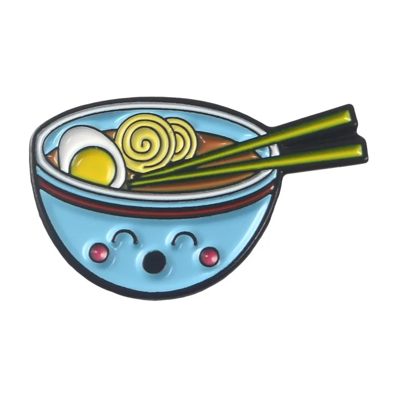 Креативный мультфильм японского стиля еда рамен эмаль шпильки улыбка лапши