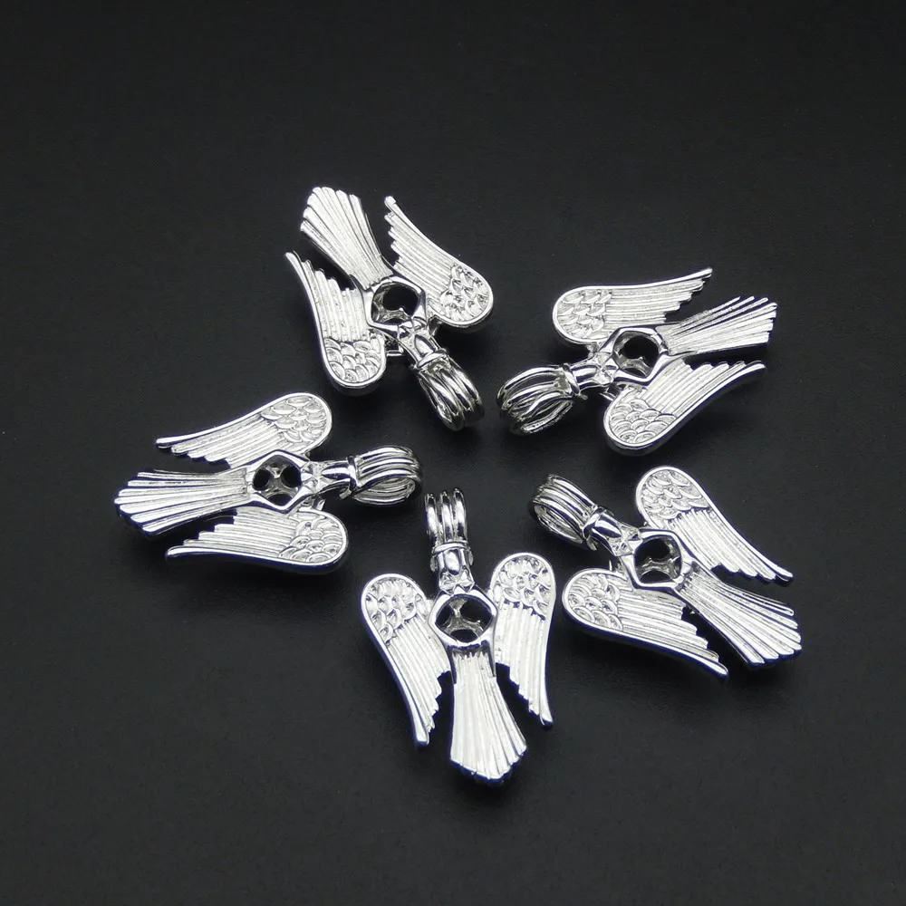 

10pcs silver angel pearl cage necklace pendant, aroma oil diffuser adds your own pearl, stone makes it more attractive.