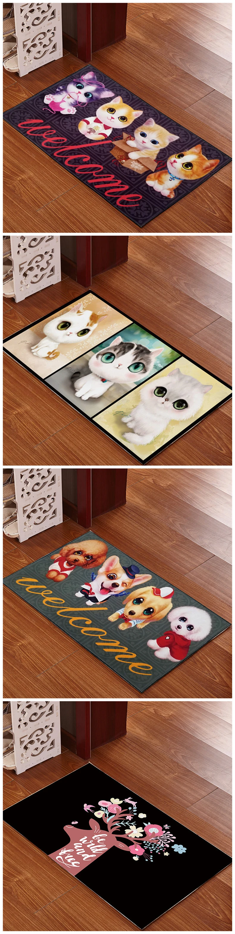 3D Животные, коврики для ванной комнаты, коврик для туалета, Противоскользящий коврик для ванной комнаты, домашний декор, кухонные дверные коврики, ковер 40*60/50*80/60*90 см