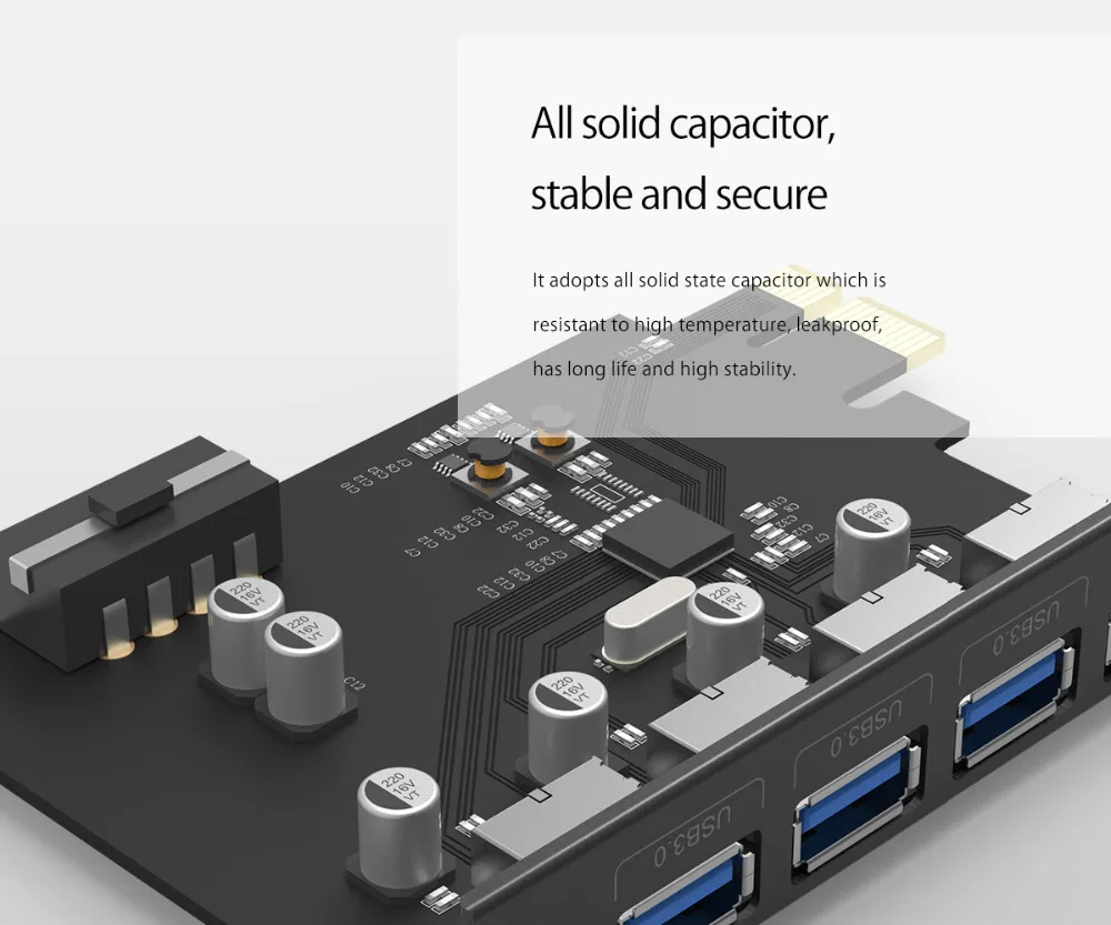 ORICO pci-e PCI E ЭКСПРЕСС riser card USB3.0 HUB 4 Порты USB адаптер Gigabit Ethernet с 15pin Питание Extender карты