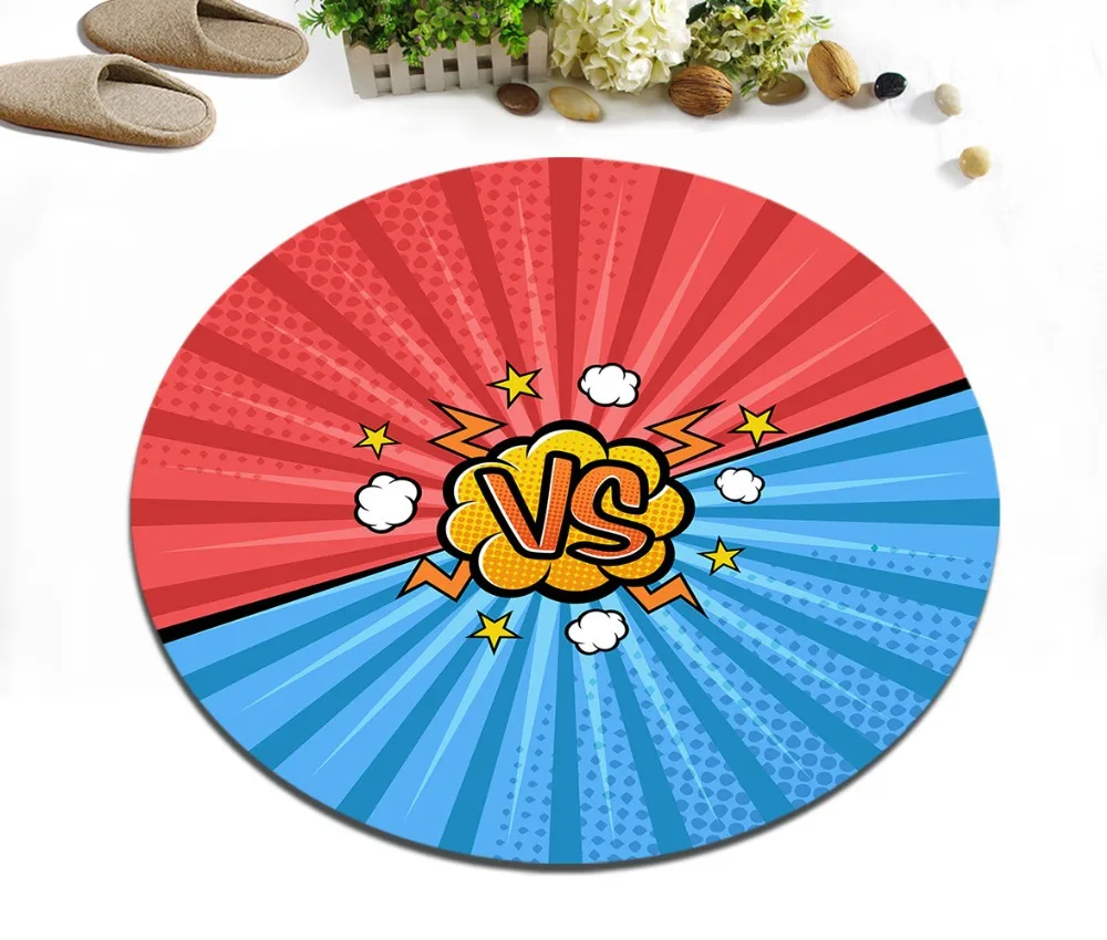LB Красный против синего дуэли абстрактный домашний круглый напольный коврик для