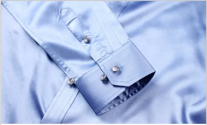 2017 светло-голубой Роскошные жених рубашка Мужчины Длинные рукава свадебные