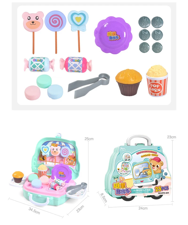 Сюжетно-ролевые игры, Playset Кухня посуда игрушечные чемоданчики моделирование быстрого Еда барбекю конфеты станции Портативный продукты магазин Box комплект