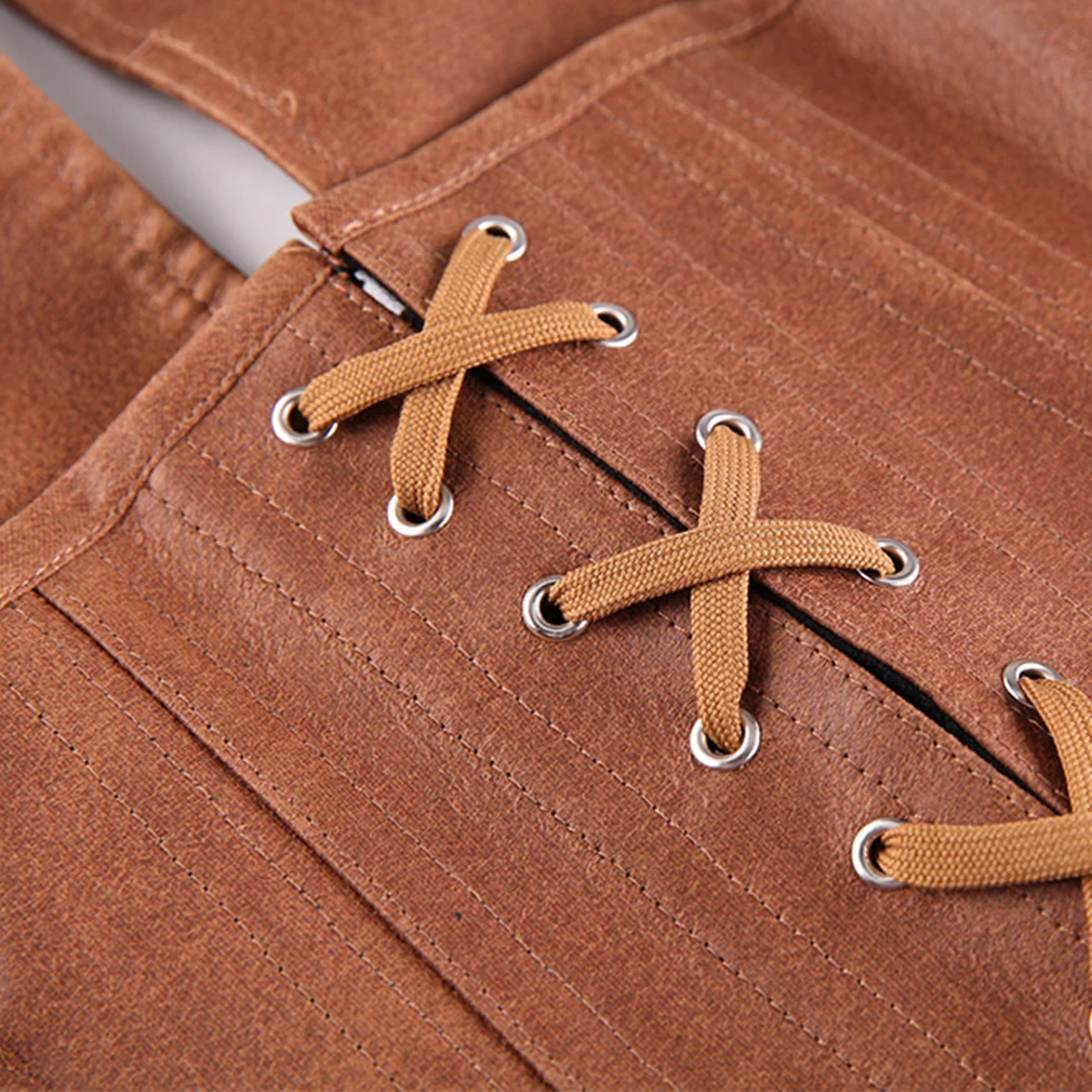 Сексуальный корсет из искусственной кожи сексуальный Коричневый на молнии в