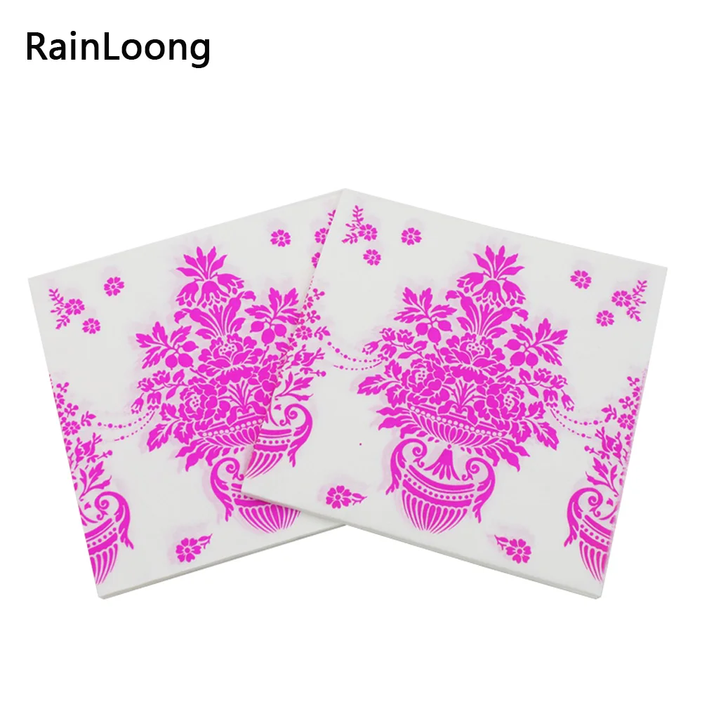 [Rainloong] с принтом цветка Дамаск Бумага салфетка Винтаж предметы для событий и салфетки из ткани для вечеринок декоративный декупаж 33*33 см 20 шт./упак