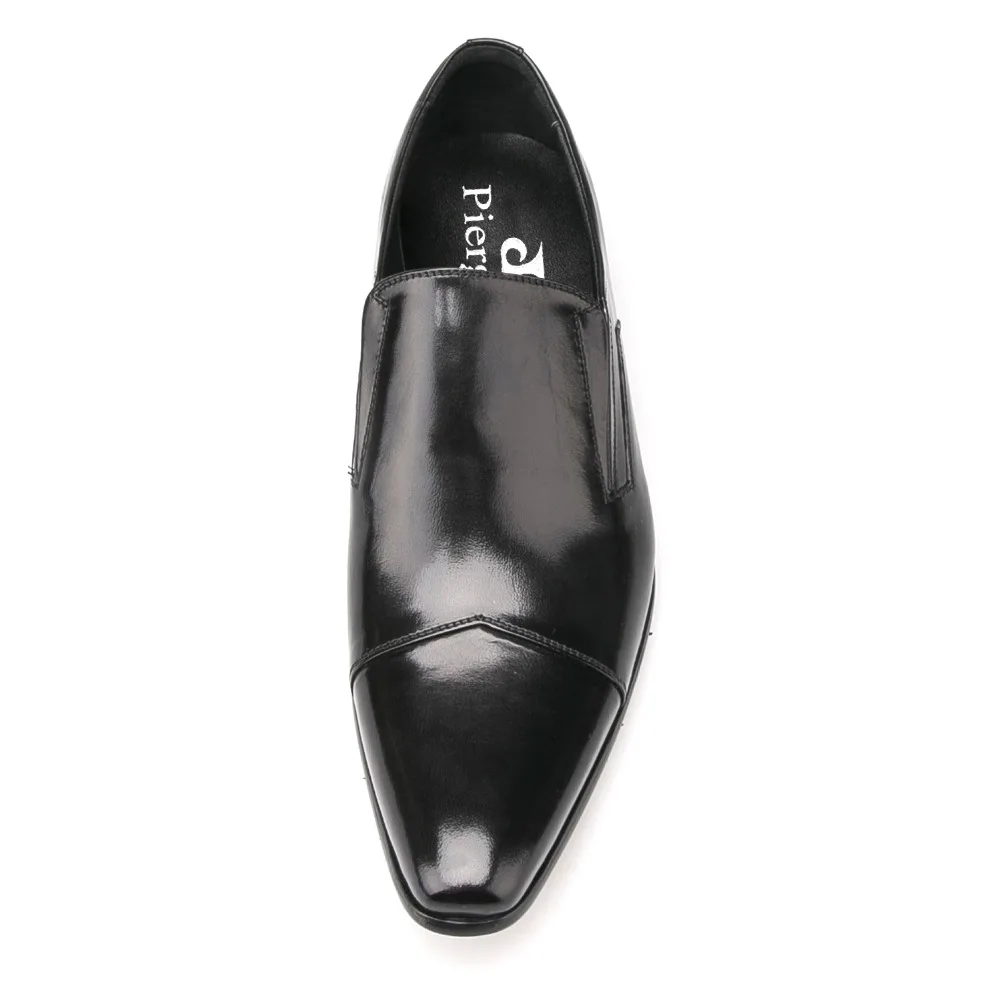 Piergitar Comfortable Genuine Leather Men Slip on Dress Shoes Pointed Toe Business Formals Oxfords for Men's Flat | Обувь