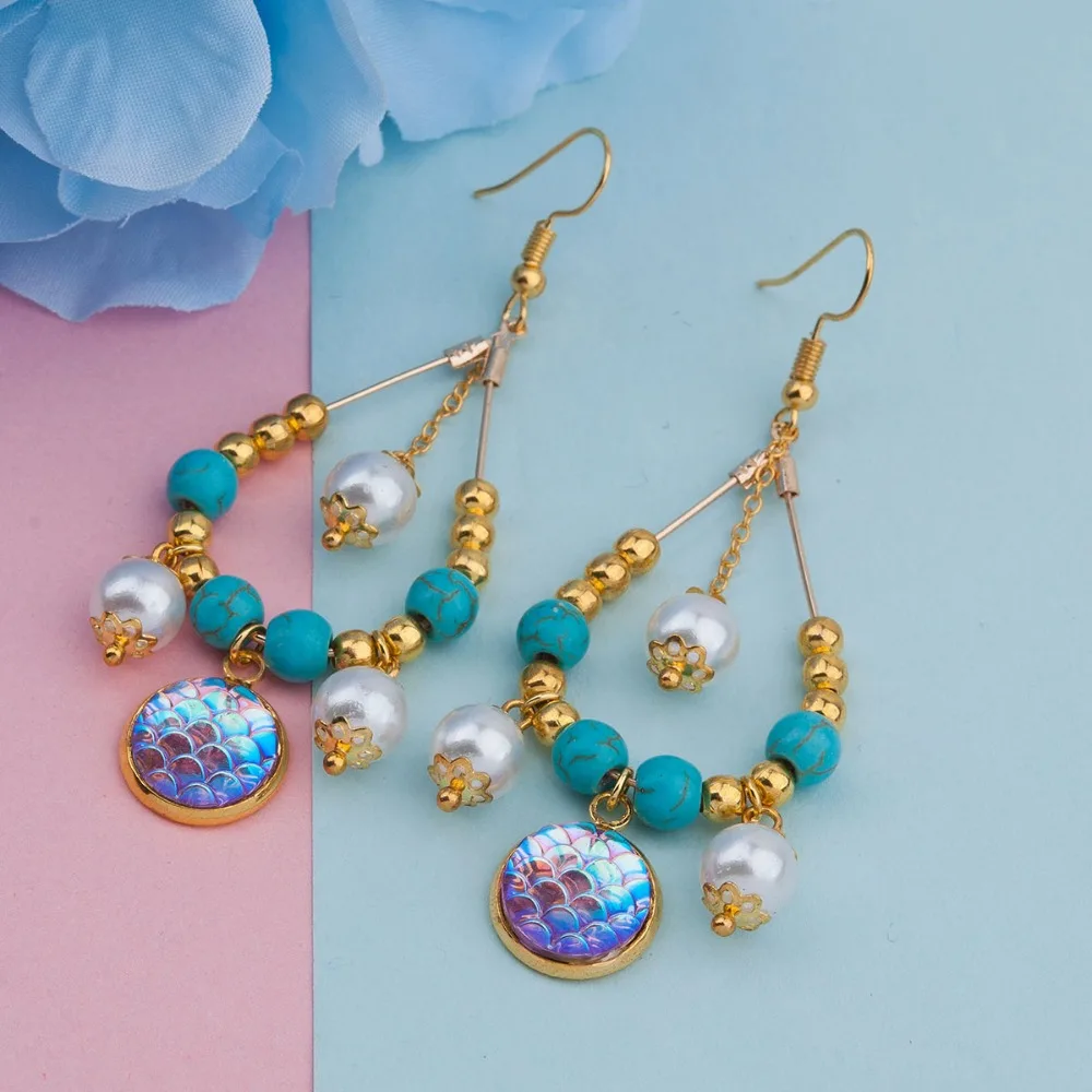 fashion tassel AB color Mermaid Flake Patch earring Hollow heart wing pearl For women high quality Handmade Hot sale New | Украшения и