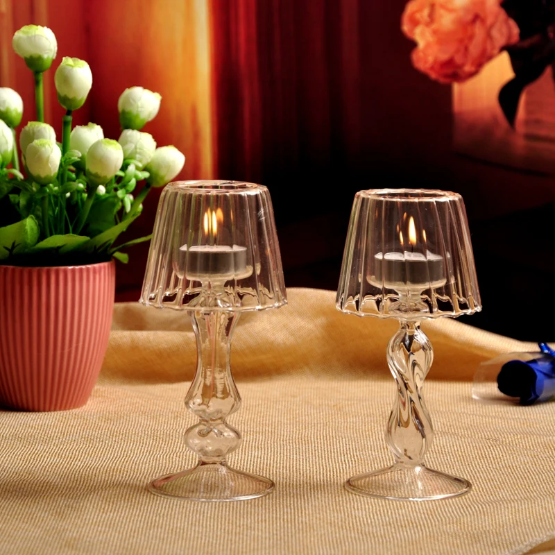 

1Pc New Hot Crystal Antique Glass Vintage Tea Light Candle Holder Candle Decoration Accessories Christmas Decor Desk Light