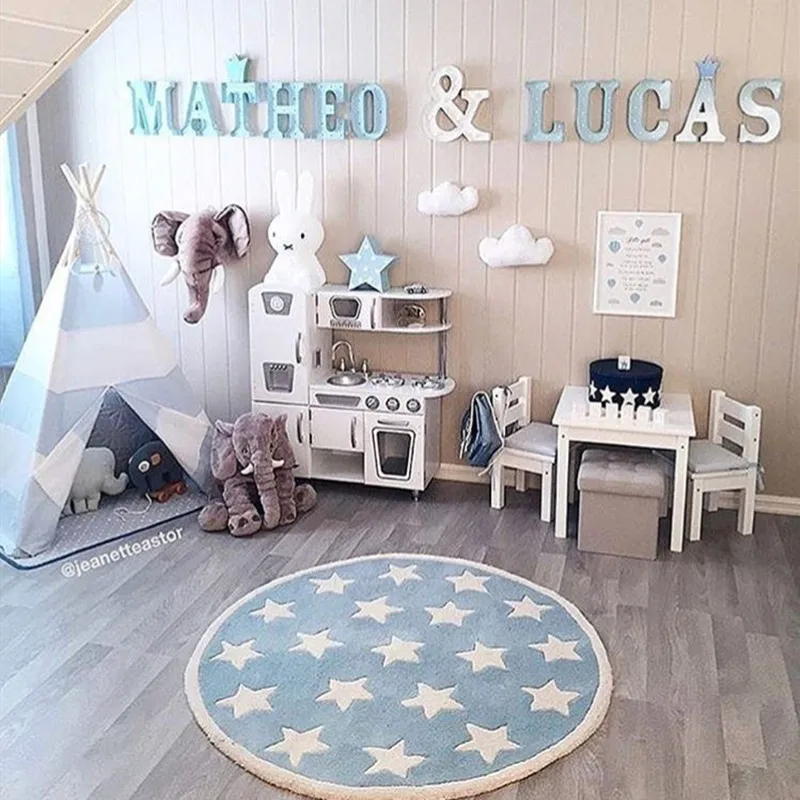 INS скандинавский игровой коврик мягкие удобные игровые коврики с синими звездами