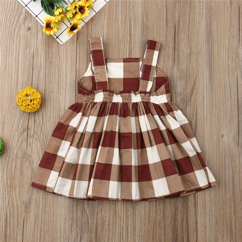 Baby Girls Summer Dress Kids Sleeveless Plaid Sling Princess Dresses 1-6Y Newborn Girl Clothes Cotton | Детская одежда и обувь