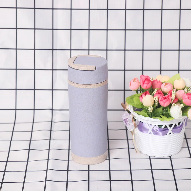 Пшеничная солома унисекс бутылки для воды двухслойные изоляционные пластиковые