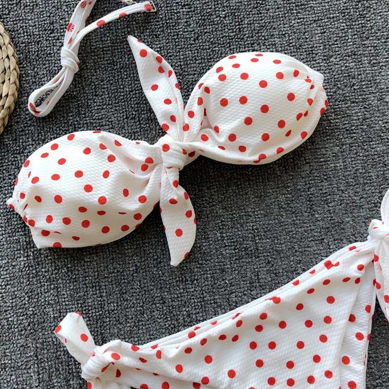 Сексуальное Бандажное мини бикини с лямкой через шею без бретелек, купальный костюм, розовый купальник, Дамский танкини, купальные костюмы для женщин, пляжная одежда
