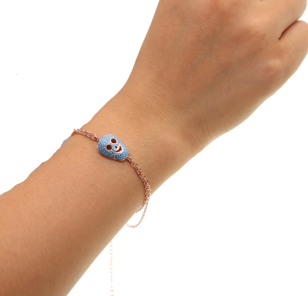 Женские модные браслеты с изображением черепа Классические бирюзовые цепочки