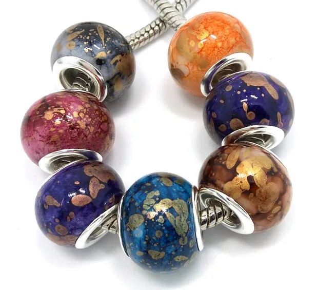 Бесплатная доставка 50 шт новые цветные круглые бусины с большим отверстием