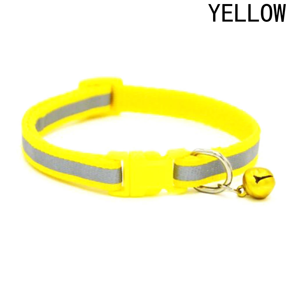 PET0864YW 1 шт. красочные воротники-ожерелья для домашних животных глянцевый Светоотражающий ошейник с пряжкой с колокольчиком собаки кошки Щенок Котенок прекрасный подарок - Цвет: PET0864YW