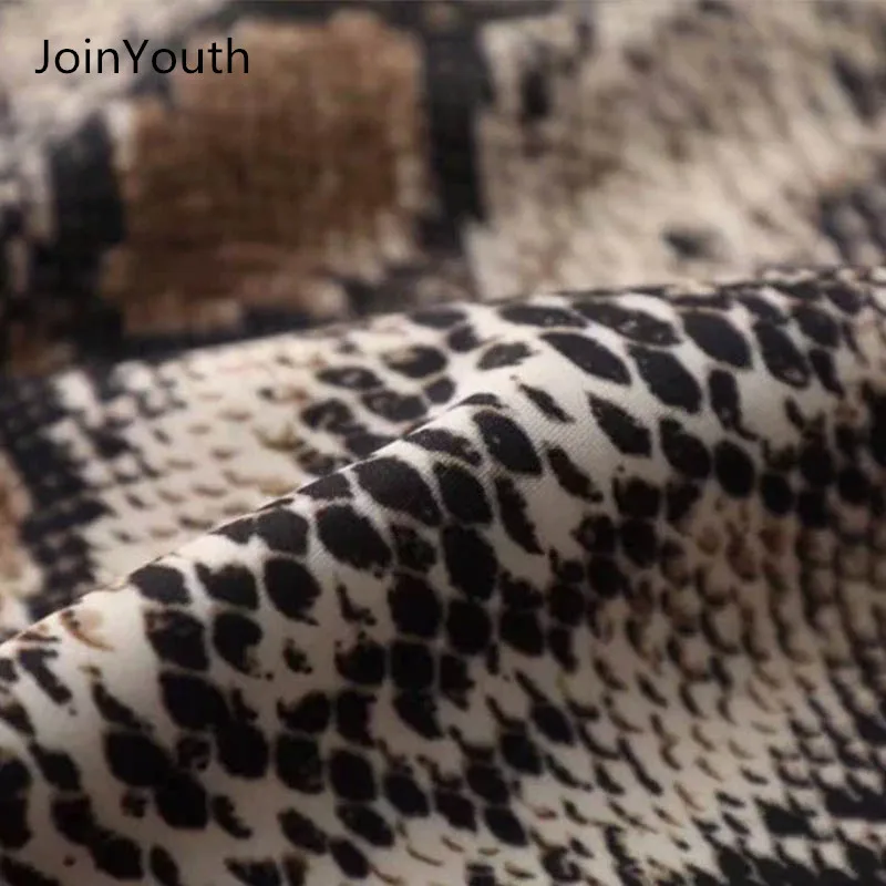 JoinYouth женское осеннее мини-платье из змеиной кожи с длинным рукавом сексуальное