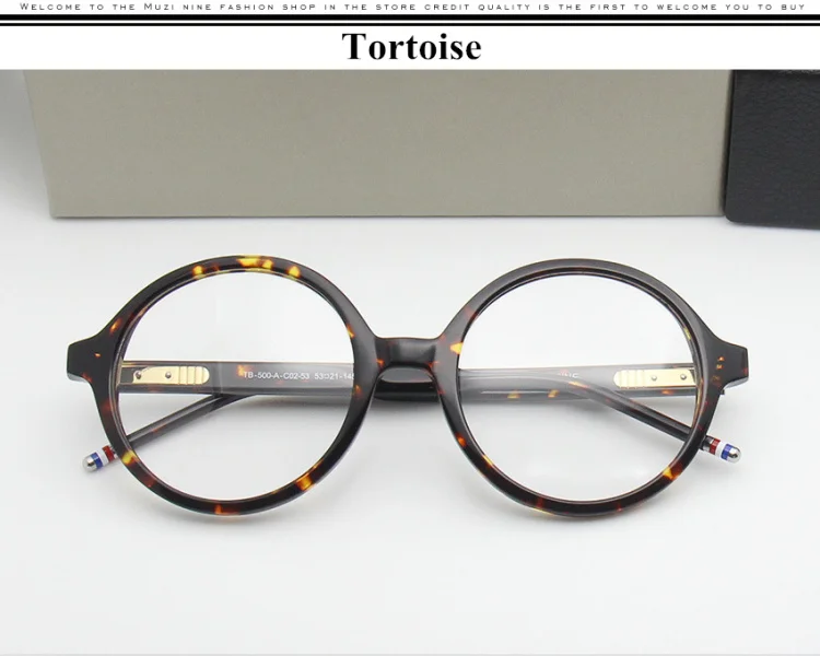 Tortoise Фирма Tom, ацетатные ретро круглые очки, оправа для мужчин и женщин, оптические очки по рецепту с прозрачными линзами oculos de grau - Цвет оправы: Tortoise