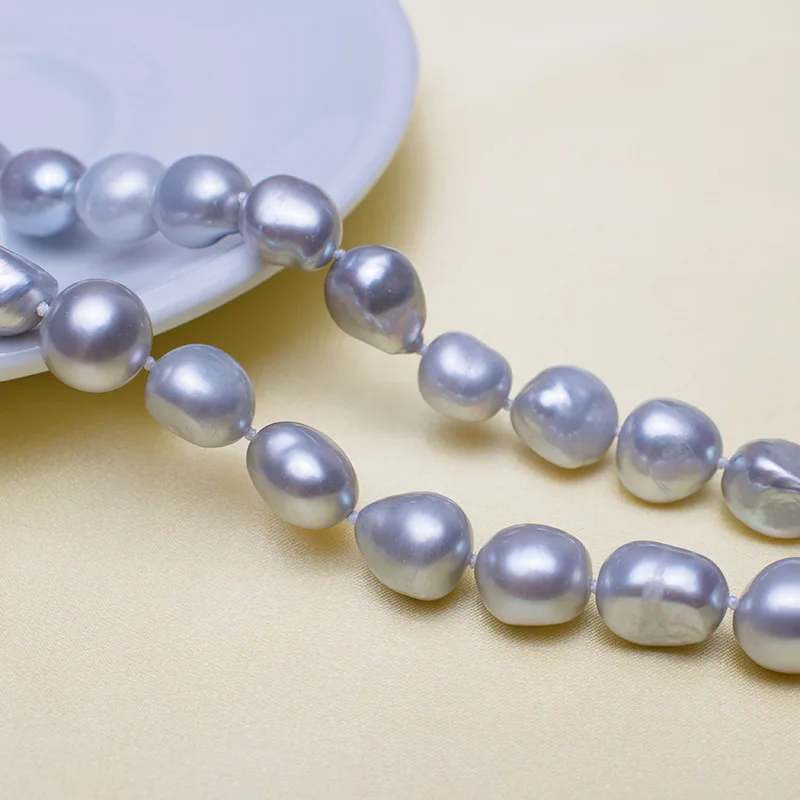 Новое Элегантное длинное ожерелье из барочного жемчуга с серой Киши жемчужиной и