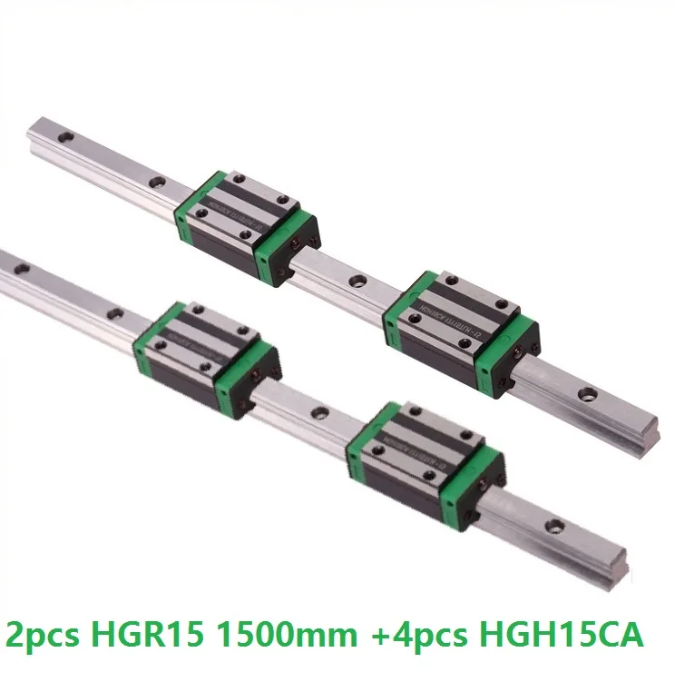 

Линейная направляющая HGR15 -L 1500 мм и 4 шт. HGH15CA, линейные узкие скользящие блоки, детали ЧПУ, 2 шт.