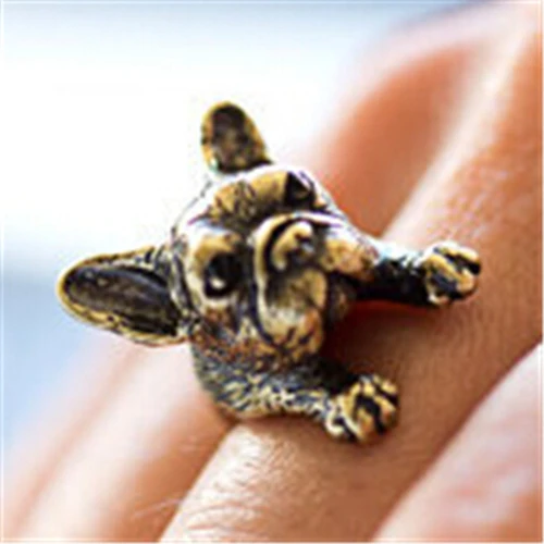 Винтажные кольца в виде бульдога манго Такса собака ювелирные изделия