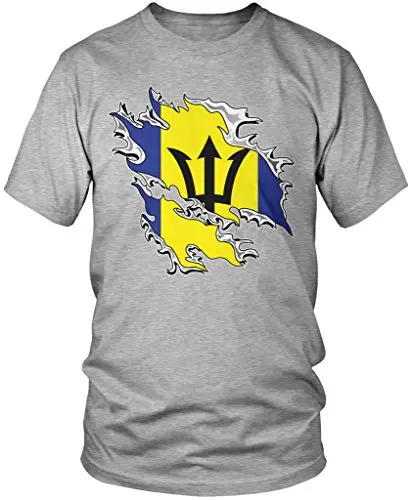 Men'S Tops Tees 2018 Summer New Style Tshirt Men Clothing barbados Flag Barbadian Tear Through Rip Out cartoon Tee Shirts | Мужская