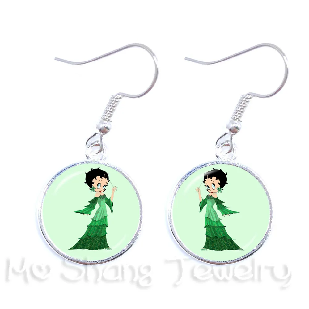 Новые модные серьги Betty Boop 16 мм стеклянные купольные женские ювелирные изделия