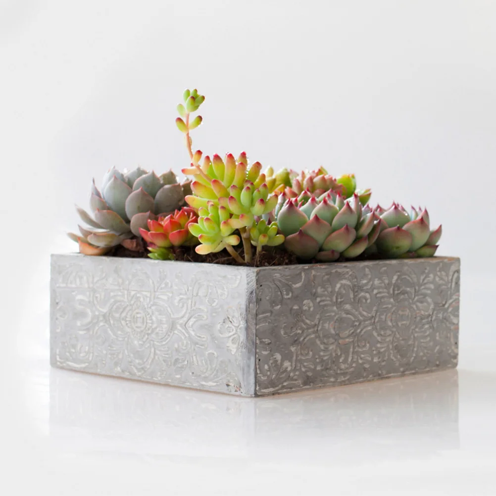 Деревянный Выгравированный дизайн квадратный цветочный горшок суккулентная