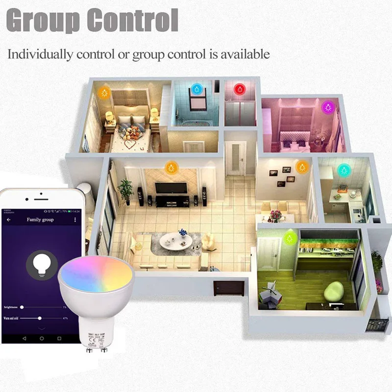 Умная лампа GU10/5 3 RGBW 5 Вт WiFi Led с регулируемой яркостью Совместимость Alexa и Google Home