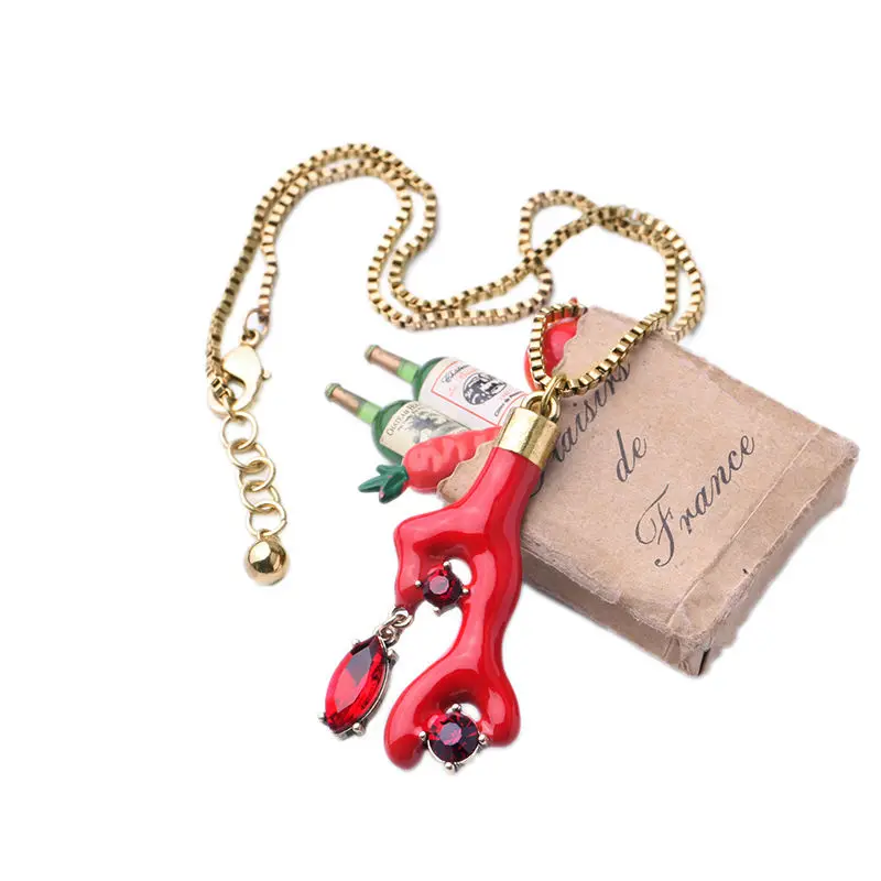 Ожерелье с эмалью Красного коралла изящные драгоценные камни Новое поступление