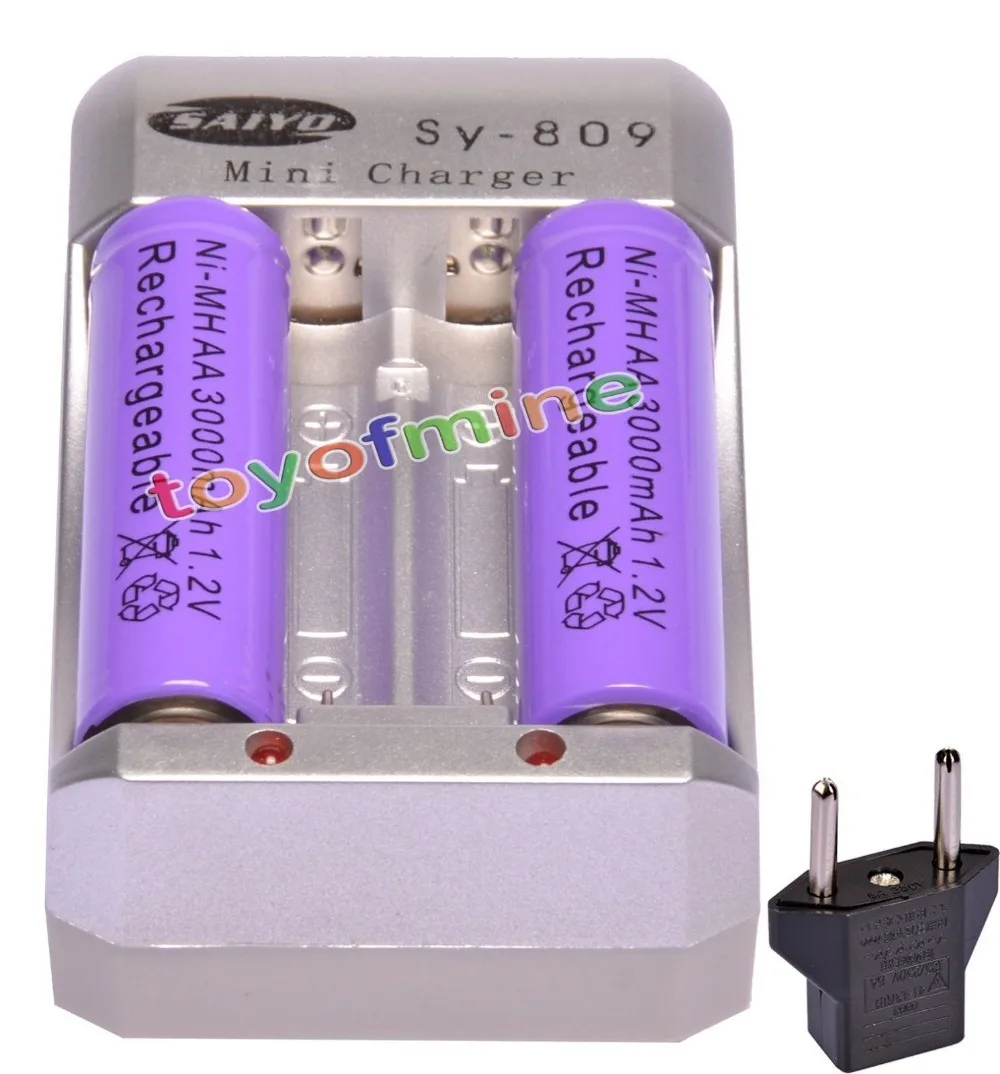 2x AA 3000mAh 1 2 V Ni MH аккумуляторная батарея фиолетовый для RC игрушки камера + зарядное