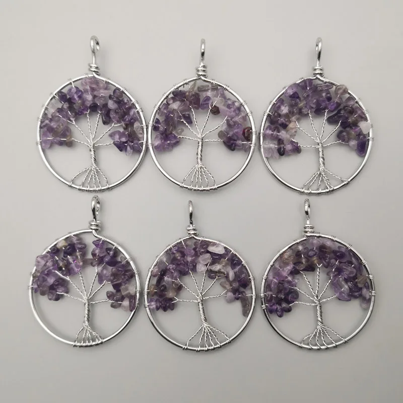 Модные аметисты 12 шт. древо жизни для Рэйки лечение чакры натуральный камень