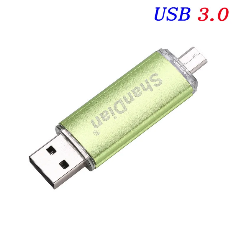 SHANDIAN USB 3,0 Смартфон USB флэш-накопитель OTG микро карта памяти смартфон U диск 4G/8G/16G/32G/64G память подарок - Цвет: Green