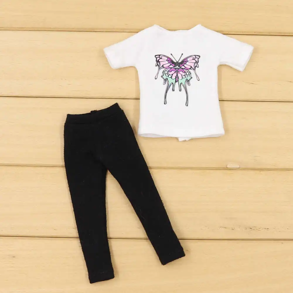 Зеленый Одежда для 1/6 года, милая плюшевая куртка Blyth doll с белыми черными брюками с короткими рукавами, подарок для девочки, ледяная игрушка BJD - Цвет: Зеленый